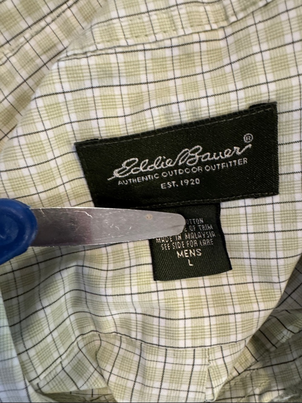 Eddie Bauer Light Green Plaid Long-Sleeve Shirt - Picture 12 of 12